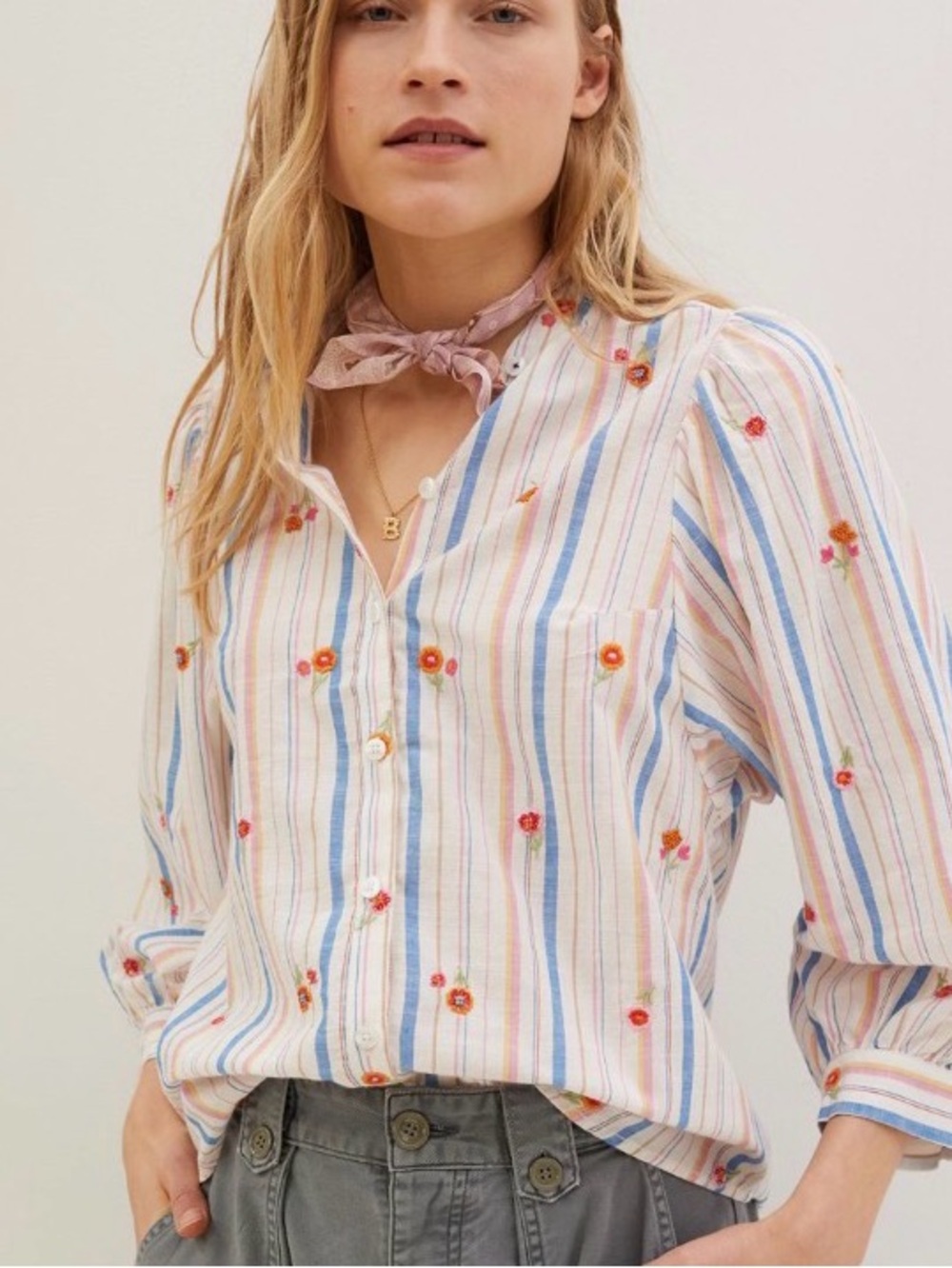Anthropologie Pilcro size S Bella feminine button down with lace inset